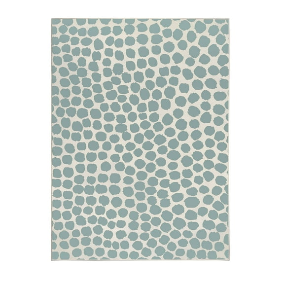 My Magic Carpet 5'x7' Machine Washable Non-Slip Dining Living Room Area Rug - Puff Dotty Lake Blue