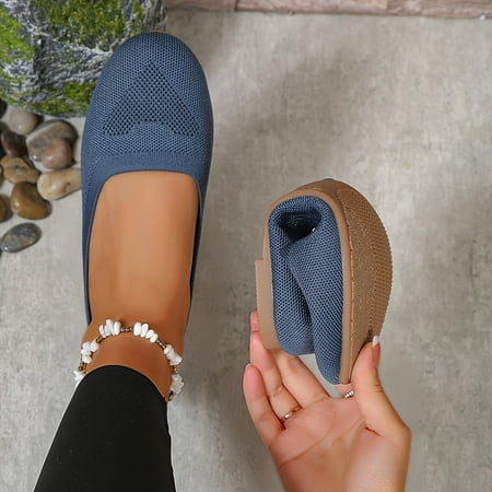 

Women s Knitted Ballet Flats Lightweight Breathable Solid Color Slip On Shoes Casual Walking Shoes