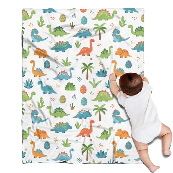 White Dinosaurs Eggs Palms Pattern Blanket,Comfortable Soft Lamb Wool Throw Blanket,All Season,Warm Lightweight Blankets for Sofa Bed Couch Living Room Chair,30"x40"