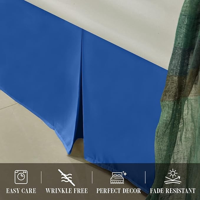 Elegant Comfort 1-Piece Solid Bed Skirt, 1500 Series, Minimalist Design with a Modern Look- Easy Care, Wrinkle and Stain Resistant, Bedskirt, King, Imperial Blue