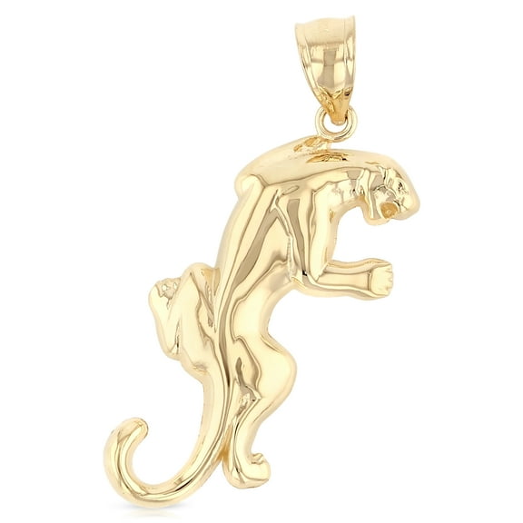 14K Yellow Gold Puma Charm Pendant For Necklace or Chain