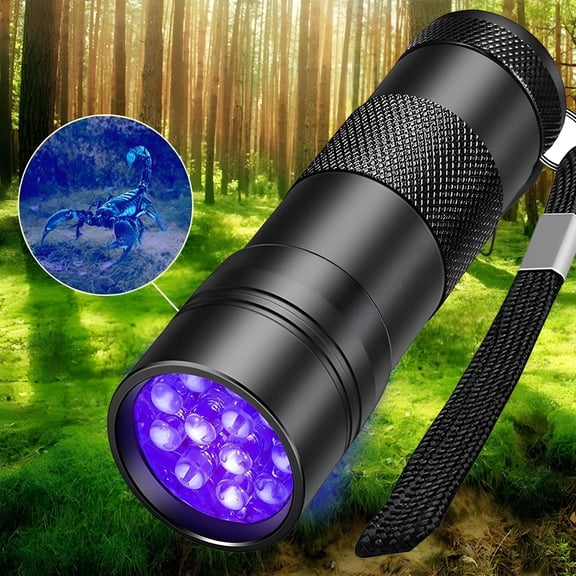 HIBIBUD Black Light Uv Light,12 Led Uv Flashlight,Powerful Mini Blacklight Flashlight,Small Portable Black Light Flashlight for Pet Urine Detection,Scorpion,Resin Curing,Bed Bug,Nails