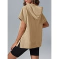 thumbnail image 3 of Women's Oversized Half Zip Hoodie, Casual Short Sleeve Sweatshirt with Pockets, 3 of 7