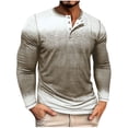 thumbnail image 2 of Blusas y camisas de manga larga con cuello redondo y degradado para hombre, blusas casuales con botones y cuello redondo, blusas de poliéster para hombre, 2 of 9