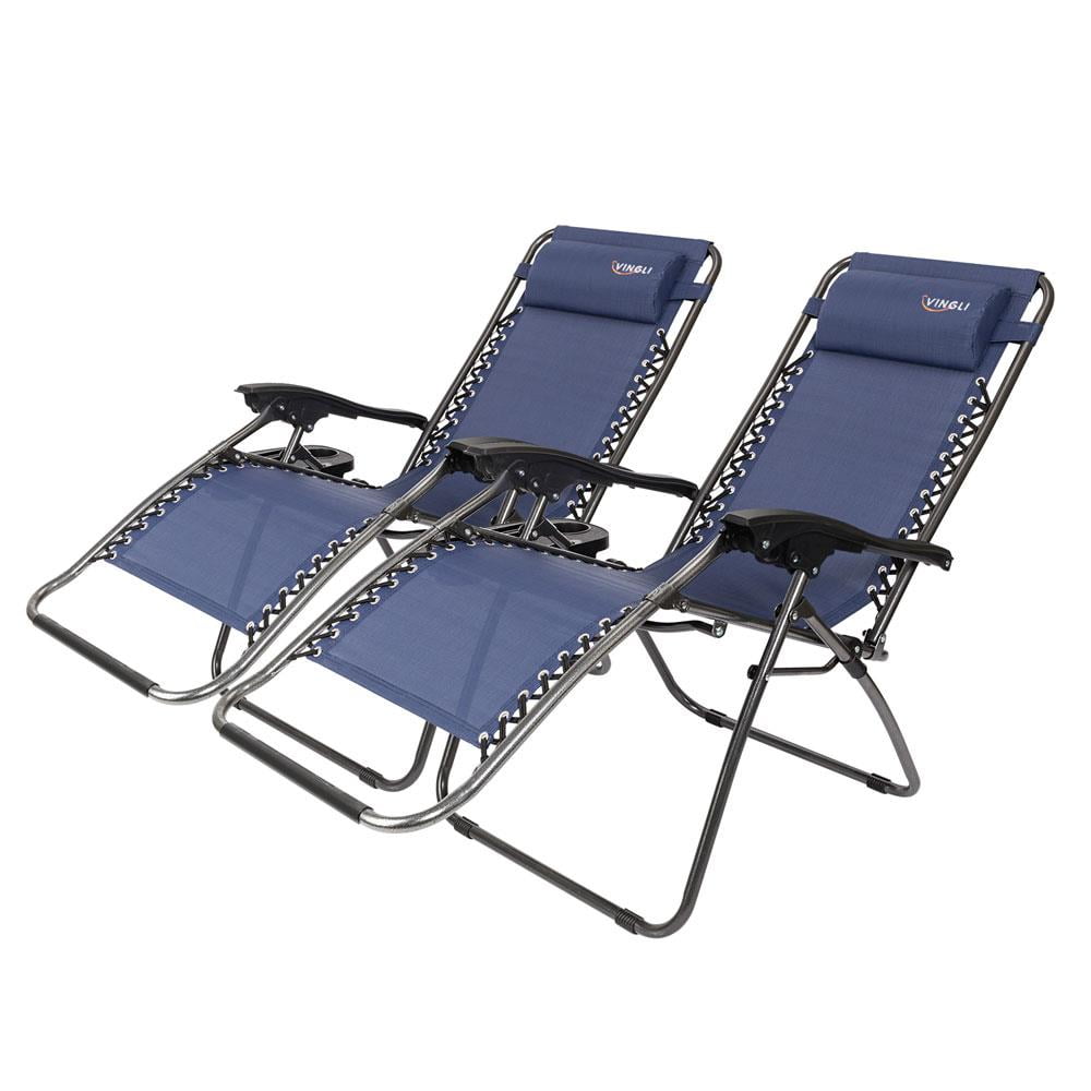 Folding Zero Gravity Reclining Lounge Chairs 2PCS Outdoor Beach Patio Yard Garde 