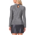 thumbnail image 3 of INSPIRAR CHIC Blusa de Mujer Brillante con Corte en Cuello Alto y Manga Larga, Espalda con Abertura, Tops de Brillo S Negro, 3 of 6