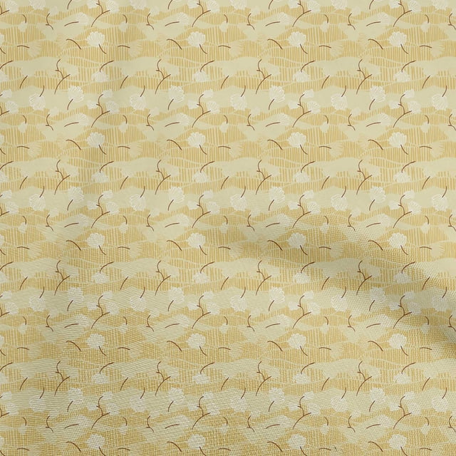 oneOone Georgette Viscose Yellow Fabric Leaves Craft Projects Decor Fabric Printed By The Yard 42 Inch Wide