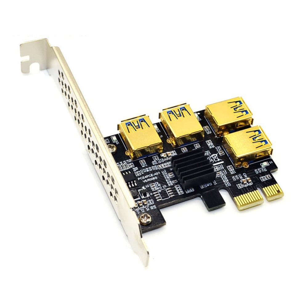 PCI-E 1x to 16x Riser Card 1 to 4 Slot USB3.0 Adapter for BTC Bitcoin Mining 