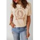 thumbnail image 4 of ABPHQTO Camiseta de manga corta con estampado gráfico de letras Darling caqui para mujer, 4 of 5