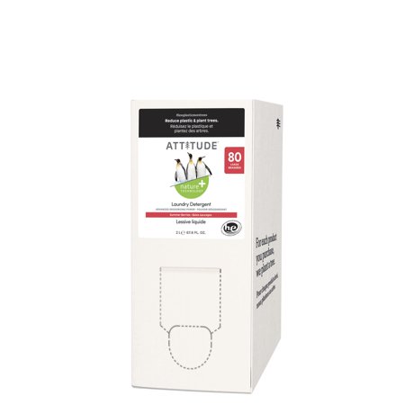 Refreshingly Clean: Attitude Laundry Detergent - Plant-Based, Vegan & Cruelty-Free Formula for 80 Loads, Summer Berries Scent, 67.6 Fl Oz - Bulk Refill Format