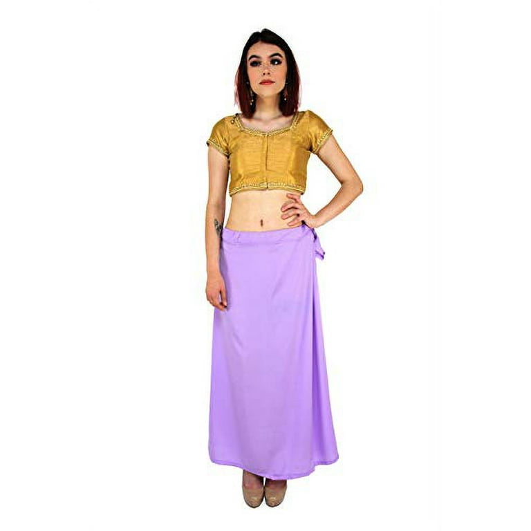 Sari Petticoat Stitched Indian Saree Petticoat Adjustable Waist Sari Skirt  (Lavendar)