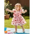 thumbnail image 2 of BemeyourBBs Toddler Baby Girl Summer Strawberry Dress Fruit Outfit Ruffle Sleeve Square Neck Front Bow Smocked Tulle Tutu Dress Birthday Party Princess Dresses, 2 of 9
