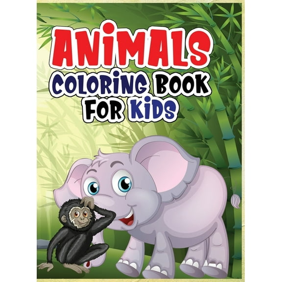 Animals coloring book for kids: Coloring book with jungle and domestic animals made with professional graphics for girls, (Hardcover)
