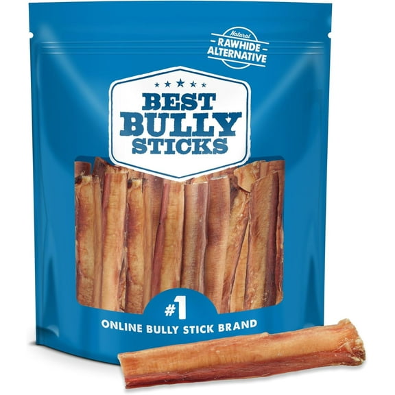 Best Bully Sticks 6 Inch Thick Bully Sticks - 18 Count (Pack of 1) - All Natural, Grass-Fed, Single Ingredient, Grain and Rawhide Free, Ideal for Big Breeds