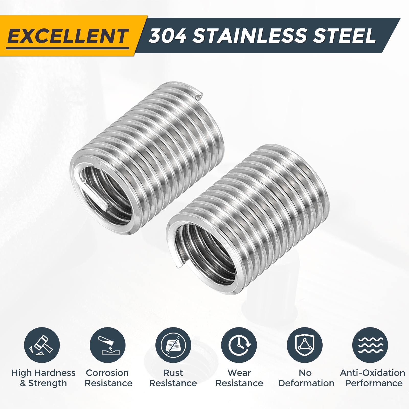 Uxcell 50pcs Wire Thread Inserts M10 x 1.5 x 2.5D Metric Helical Threaded Sleeve