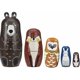 thumbnail image 1 of Muñecas rusas de madera con dibujos de animales, oso pardo, león marino, búho, conejo, mapache, juego de muñecas rusas de 5 capas, manualidades, 1 of 5
