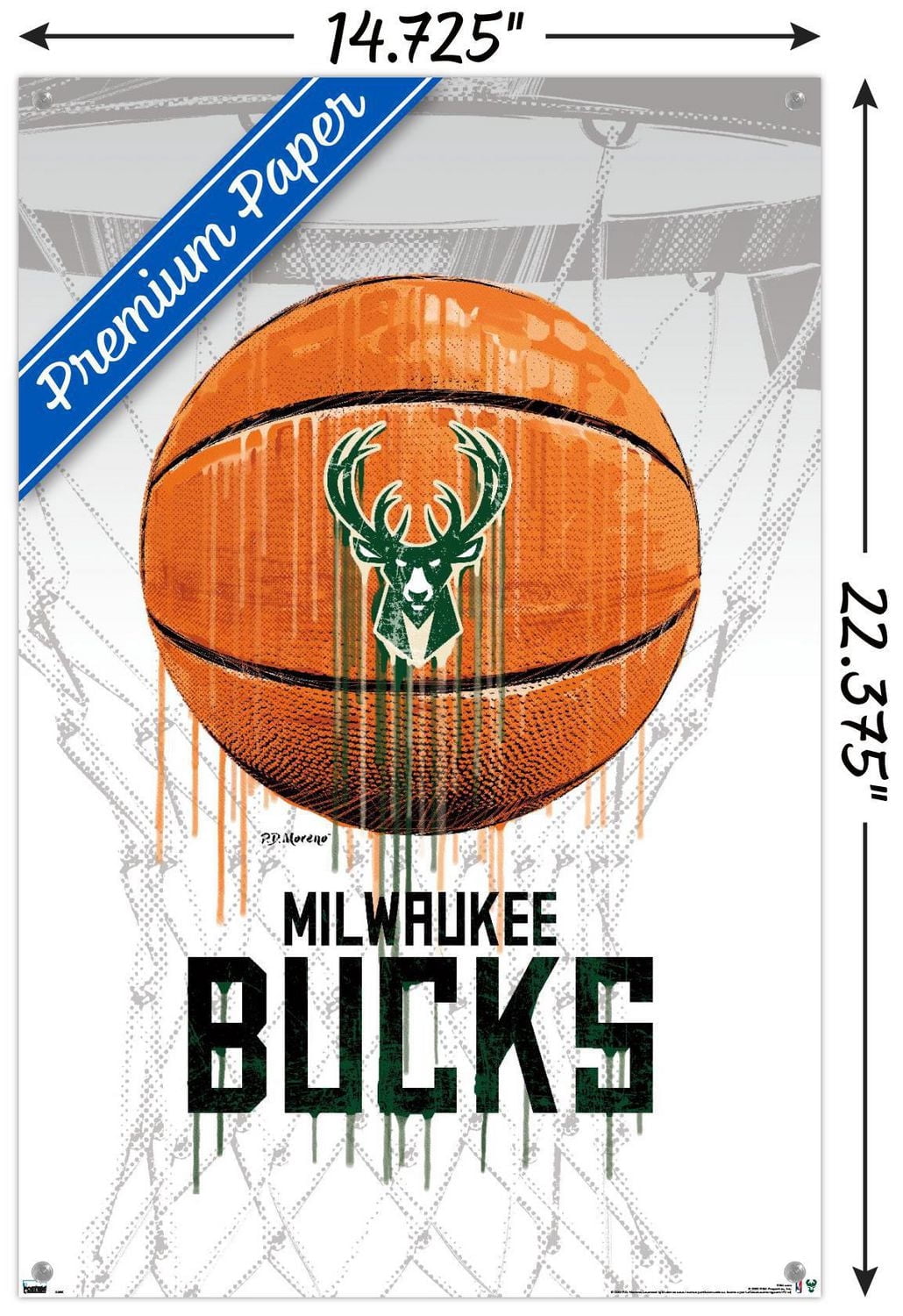 NBA Milwaukee Bucks - Drip Ball 20 Wall Poster