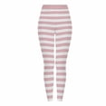 thumbnail image 5 of XIAONU Womens Striped Leggings High Waist Slim Fit Pants Stretchy Casual Daily Bottoms Pink, 5 of 5