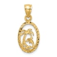 thumbnail image 3 of FB Jewels 14K Yellow Gold Dolphin and Palm Tree Pendant, 3 of 4
