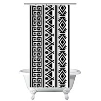 Small Stall Narrow Shower Curtain 36"W x 72"L – Tropical Bohemian Leaves, Mid-Century Abstract Boho Botanical Bathroom Decor, Vintage Floral Palm Leaf Pattern, Rustic Tribal Folk Style