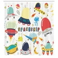 thumbnail image 3 of Ambesonne Science Party Shower Curtain, Spaceships and Aliens, 69"Wx75"L, White Multicolor, 3 of 3