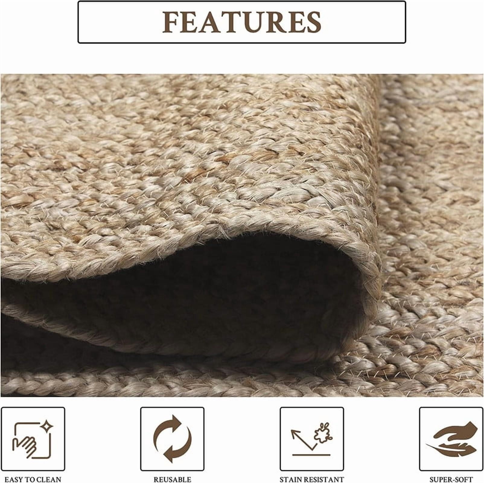 Scalloped Oval Jute Area Rug, Handwoven Farmhouse Braided Reversible Eco-Friendly Boho Rug for Living Room, Bedroom, Kitchen Border, 12 X 15 FT