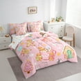 thumbnail image 4 of Feelyou Girly Pink Christmas Twin Bedding Sets 7-Piece for Kids, Cute Gingerbread Man Bedding Comforter Set, Winter Snowflake Reversible Sheet Sets, Lightweight Room Decor, 4 of 8