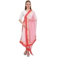 thumbnail image 4 of Phagun Dupatta Longue en Filet de Designer Indien pour Femmes, Foulard Hijab, Jeté - Pêche, 4 of 4