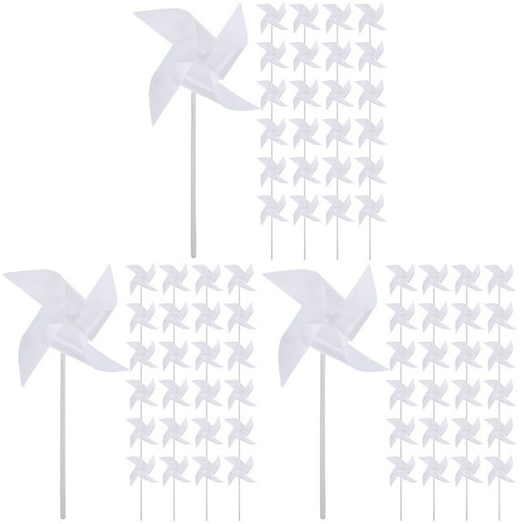 unbranded 72 pcs Handmade Pinwheels Playthings White Pinwheels Blank Plastic Pinwheels