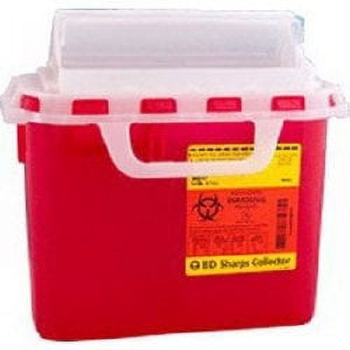 Becton Dickinson Sharps Container Horizontal Entry Lid Red 1-Piece 5.4 Quart