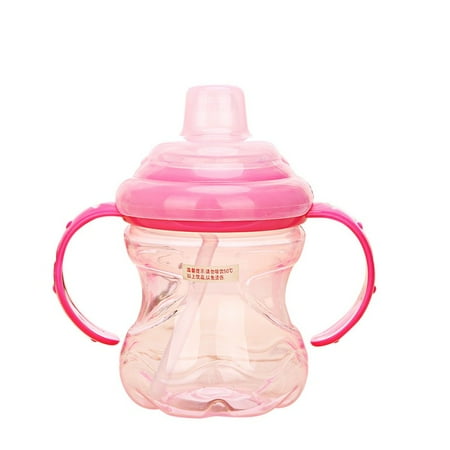 260ML Baby Straw Cup, Infant Feeding Sippy Cups With Handles Cute Water Drinking Learning With Straw Leak Proof Anti-flatlence Removable