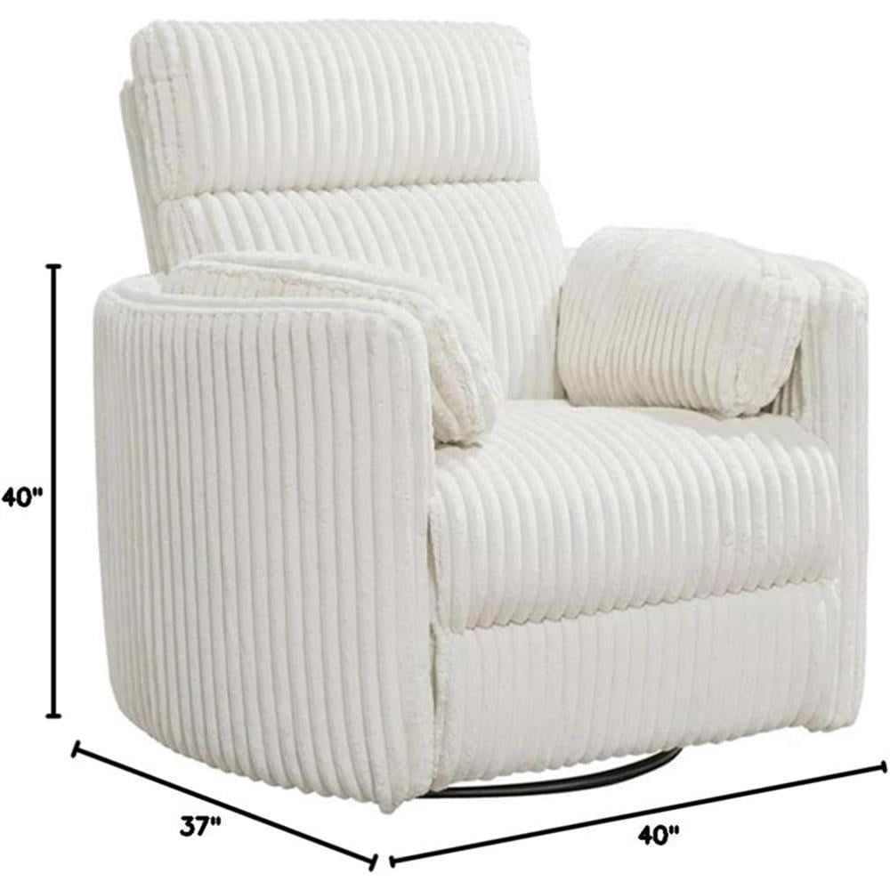 Pemberly Row Modern Chenille Fabric Swivel Glider Recliner in Ivory