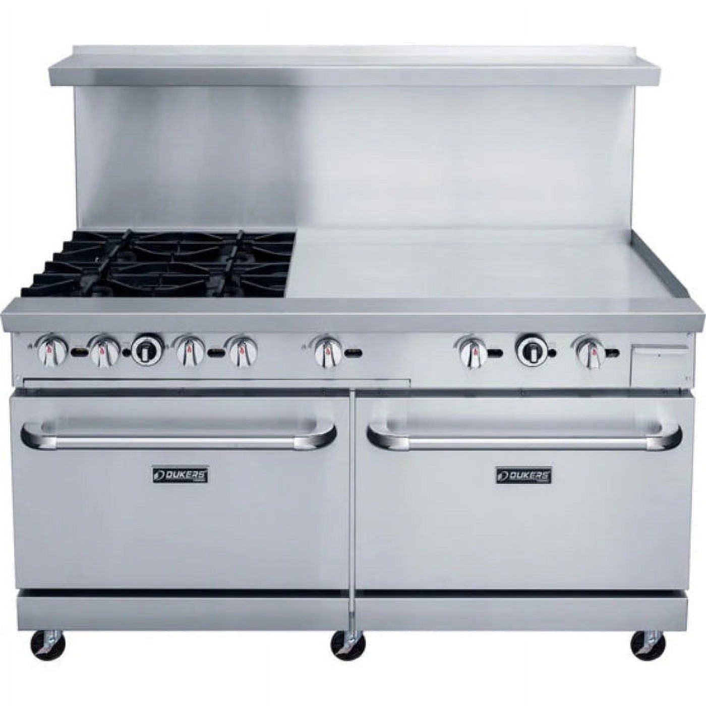 Dukers Stainless Steel  60" Gas Range with 4 Open Burners & 36" Griddle - DCR60-4B36GM 60"