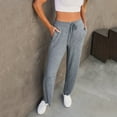 thumbnail image 2 of CHUOU Pants for Women Solid Color Pocket Loose Tie High Waisted Casual Sweatpants, 2 of 5