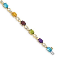 Primal Gold 14 Karat Yellow Gold Rainbow Gemstone and Diamond Bracelet