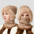 thumbnail image 2 of Bibifish Womens Scarf Hat One Piece Winter Warm Lined Scarf Hat Cold Weather Outdoor Activities Thermal Knitted 2 In 1 Neck Warmer For Ladies, 2 of 5