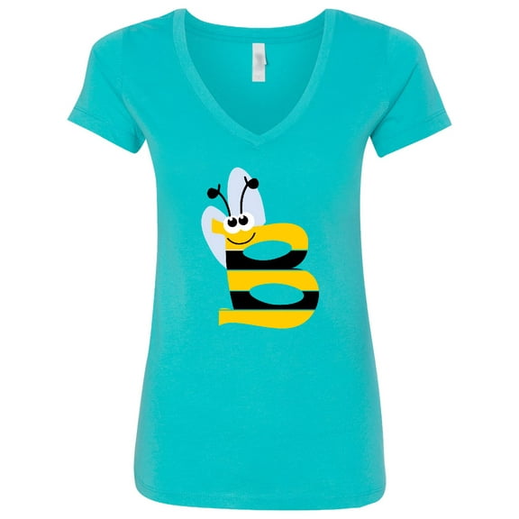 Inktastic Cute Bee Initial B Women's V-Neck T-Shirt