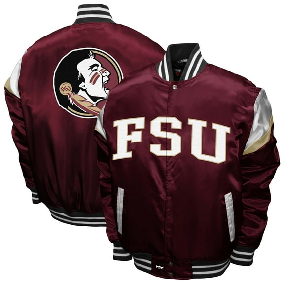 Men's Franchise Club Garnet Florida State Seminoles Power Satin Full-Snap Jacket