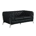 thumbnail image 2 of 69" Black Tufted Italian Leather and Chrome Love Seat, 2 of 5