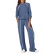 thumbnail image 1 of Conjuntos de Salón para Mujer, Conjuntos de 2 Piezas para Otoño, Pantalones Anchos, Conjuntos A Juego, Ropa de Mujer Azul Mar XXL, 1 of 8
