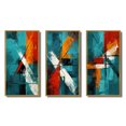 thumbnail image 2 of Designart "Logic of Love Abstract in Teal II" Abstract Painting Framed Wall Art Set Of 3 - Red Modern Frame Gallery Set For Office Decor, 2 of 6