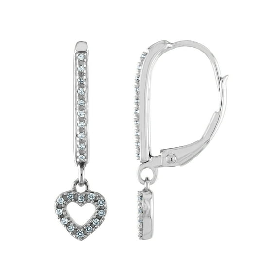 Gemspirations 1/10 cttw Diamond Heart Drop Earrings Sterling Silver