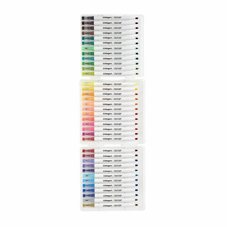 KINGART® Studio Twin-Tip™ Brush & Ultra Fine Markers, Carrying Case, Set of  12 Unique Colors
