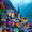 Alpine Village, variant on Colorful Village Canvas Print, Scenic Wall Art for Living Room Bedroom Dining Room Office Hotel Hallway Decor