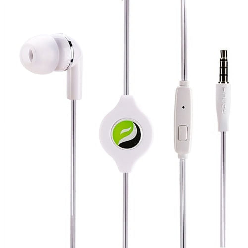 Premium Retractable Headset MONO Hands-free Earphone Mic Single Earbud Headphone Earpiece Wired 3.5mm White V2J for Samsung Galaxy S8 active - ZTE Axon 7 Mini, Blade Force - image 2 of 6