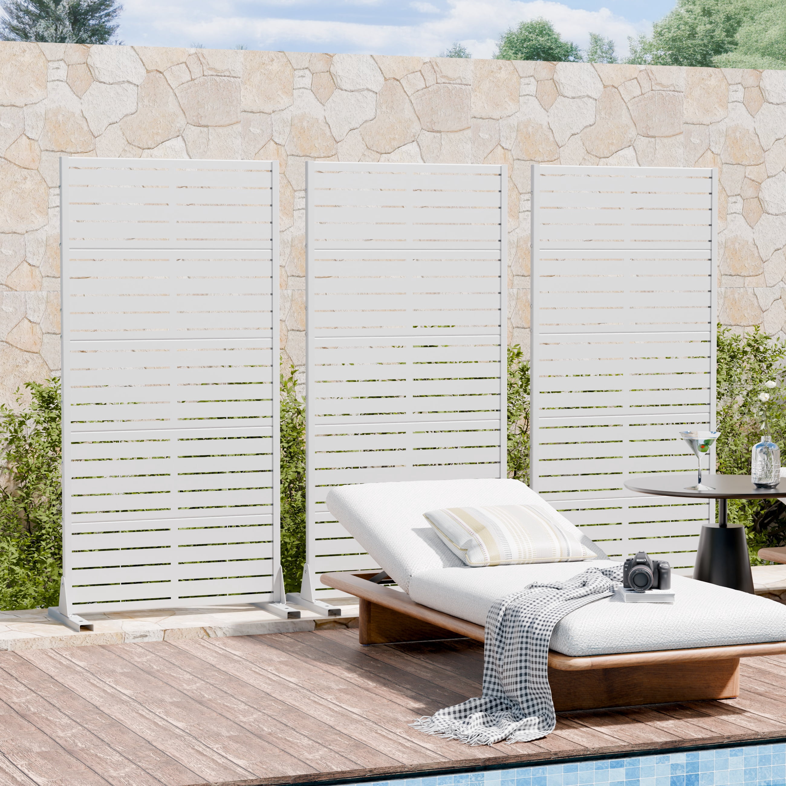 Privacy Metal Screen Fence Panel Horizontal Stripe Pattern