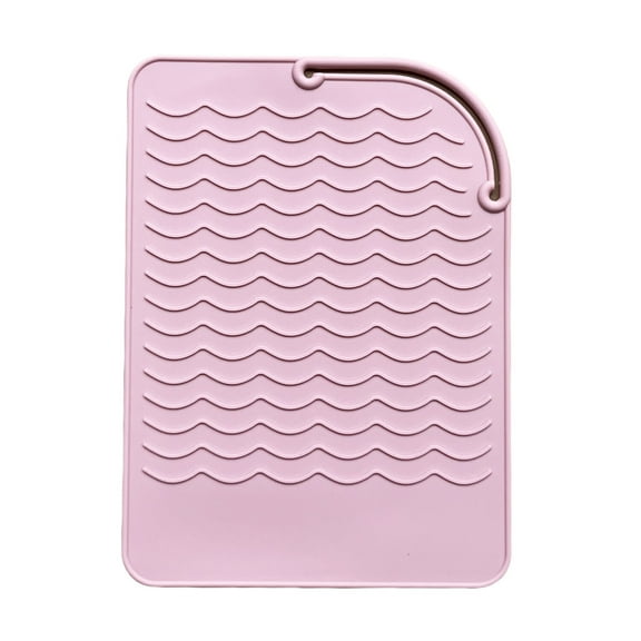 Silicone Heat Resistant Mat for Curling Iron, Flat Irons and Hair Straightener Hair Styling Tools 9" x 6.5", Food Grade, Pink