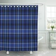 SUTTOM Colorful Tartan Blue Country Flannel Black Shower Curtain 66x72 inch