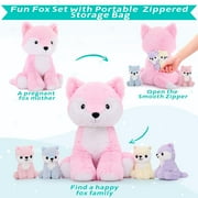 MaoGoLan 5Pcs 20 Fox Stuffed Animals Fox Plush Toy Stuffed Mommy Fox with 4 Babies