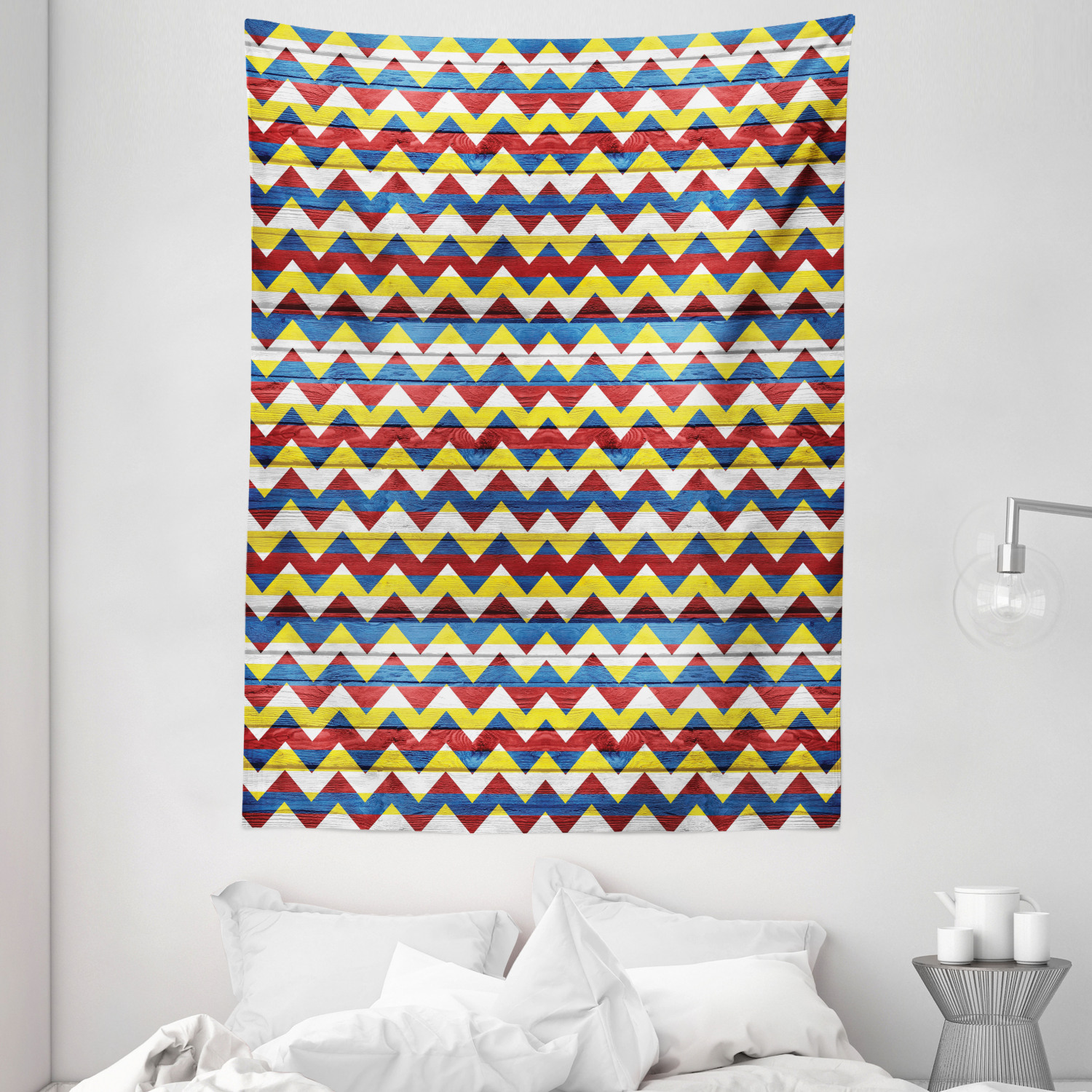 Chevron Decor Wall Hanging Tapestry, Chevron Shapes in Retro Colors ...